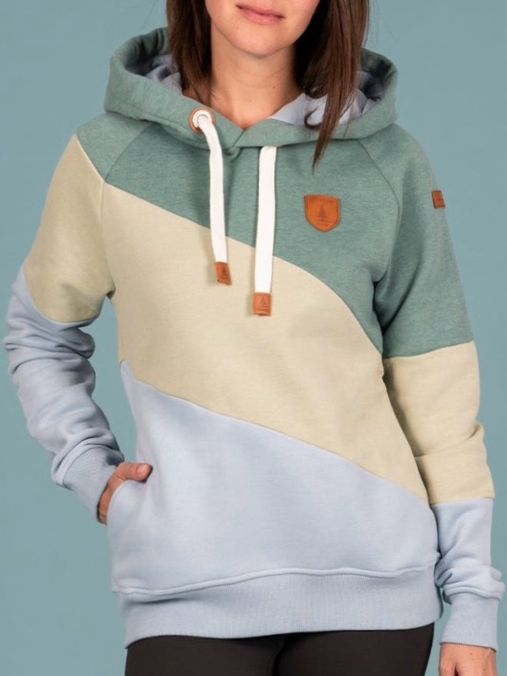 Wanakome Women's Colorblock Pullover Hoodie XL Aloe Mix